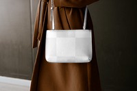 Leather bag png mockup, women's fashion, transparent design