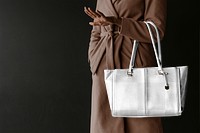Leather bag png mockup, women's fashion, transparent design
