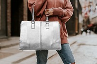 Leather bag png mockup, women's fashion, transparent design