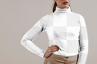 Turtleneck shirt png mockup, women’s fashion, transparent design