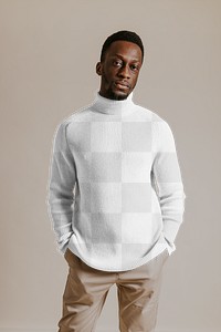 Turtleneck shirt png transparent mockup, men's fashion