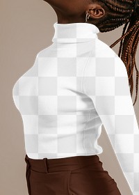 Turtleneck shirt png transparent mockup, women’s fashion 