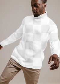 Turtleneck shirt png transparent mockup, men's fashion