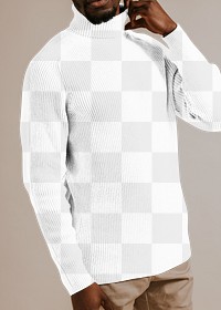 Turtleneck shirt png transparent mockup, men's fashion