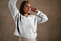 Knitted sweater png transparent mockup, women’s fashion 