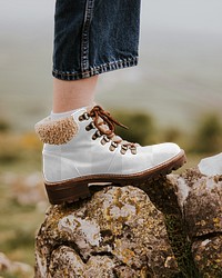 Boot png transparent mockup, outdoor shoot