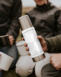 Bottle png mockup, outdoor camping, transparent design