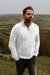 Knitted sweater png transparent mockup, men's outdoor outfits