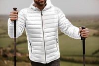 Puffer jacket png transparent mockup, hiking outfits