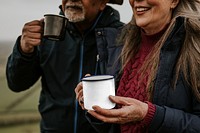 Camping coffee mug png mockup, transparent design