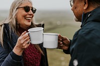 Camping coffee mug png mockup, transparent design