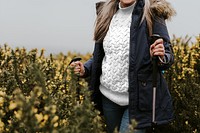 Knitted shirt png transparent mockup, hiking outfits