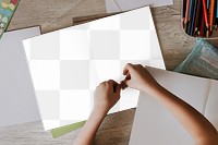 Paper png mockup, kids drawing activity, transparent design