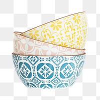 Stacked ceramic bowls png sticker, transparent background