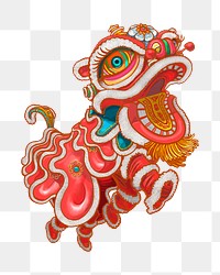 Chinese lion illustration png sticker, transparent background