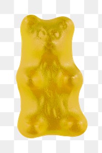 Yellow gummy bear png sticker, transparent background