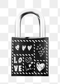 Love padlock png sticker, transparent background