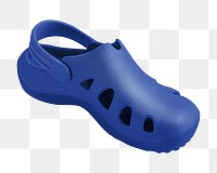 Png blue rubber sandal sticker, transparent background