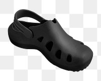 Png black rubber sandal sticker, transparent background