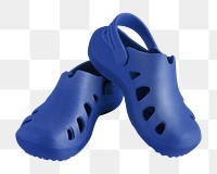 Png blue rubber sandals sticker, transparent background