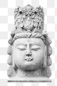 Png Buddha head statue sticker, transparent background