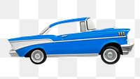 Blue classic car png sticker, transparent background