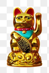 Maneki neko statue png sticker, transparent background