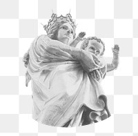 Png Mother and daughter statue sticker, transparent background