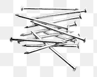 Pile of nails png sticker, transparent background