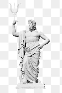 Poseidon statue png sticker, transparent background