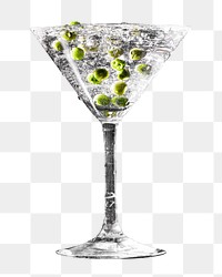 Martini cocktail png sticker, transparent background