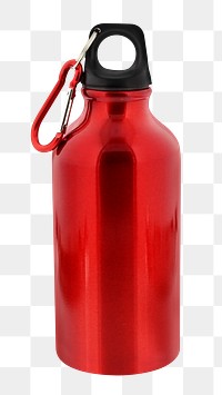 Red aluminium bottle png sticker, transparent background