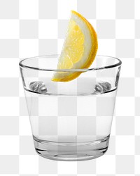 Water with lemon png sticker, transparent background