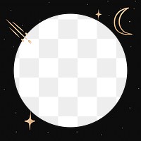 Space doodle png frame sticker, circle, transparent design