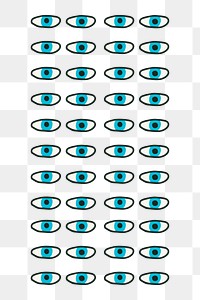 Doodle eyes pattern png sticker, transparent background