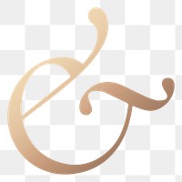 Gold ampersand png typography sticker, transparent background