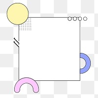 Square memphis frame png sticker, transparent background