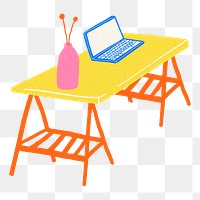 Cute desk png illustration sticker, transparent background