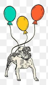 Bulldog party png sticker, transparent background, remixed from artworks by Moriz Jung