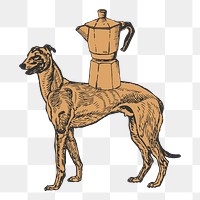 Greyhound png sticker, transparent background, remixed from artworks by Moriz Jung