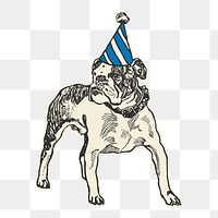 Bulldog party png sticker, transparent background, remixed from artworks by Moriz Jung