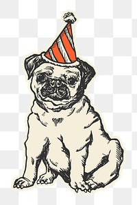 Bulldog party png sticker, transparent background, remixed from artworks by Moriz Jung