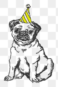 Png bulldog party hat sticker, transparent background, remixed from artworks by Moriz Jung