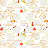 Summer holiday beach illustration pattern, transparent background