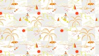 Png tropical beach illustration pattern, transparent background