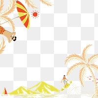 Tropical beach png illustration border transparent background