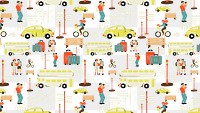 Png city tour illustration pattern, transparent background