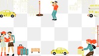 Exploring city png illustration border transparent background