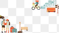 Exploring city png illustration border transparent background