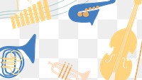 Music instrument png frame, transparent background